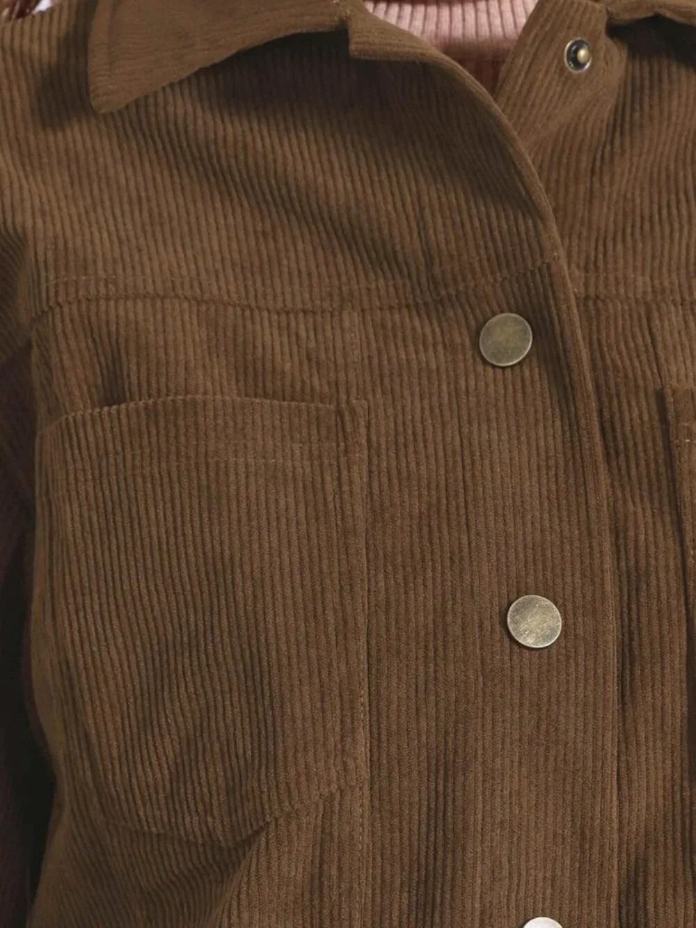 Casual Corduroy Shacket for Women - Long Sleeve Fall Jacket, Button Down